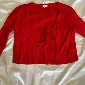 Garage Red Ribbed Cardigan